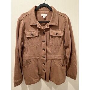 Coldwater Creek Women Camel Fancy Chore Coat Riding Jacket Cottage Core Sz XL